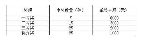 奖项数量及奖金设置